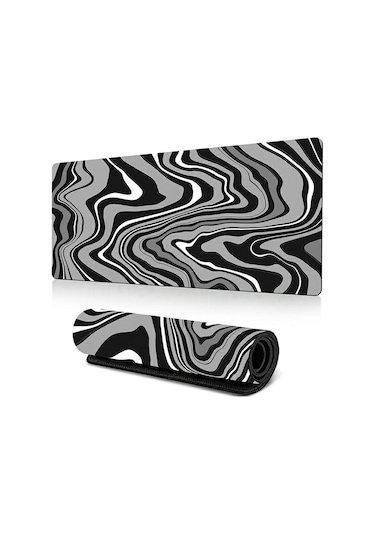Cbtx 300 X 800 X 3mm Soyut Sıvı Desenli Kauçuk Mouse Pad Büyük Kaymaz Mouse Mat - Stil T