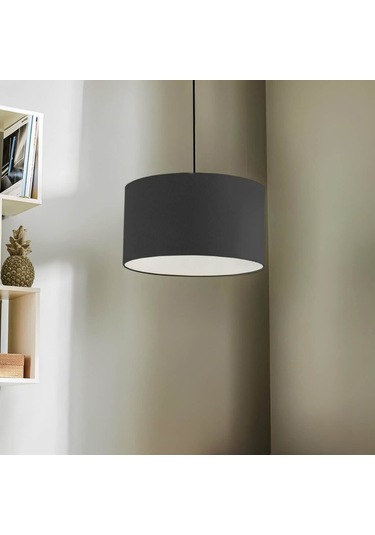 Dekoratif Mini Tekli Kumaş Sarkıt Hol Mutfak Çalışma Odası Avize Antrasit Anrasit