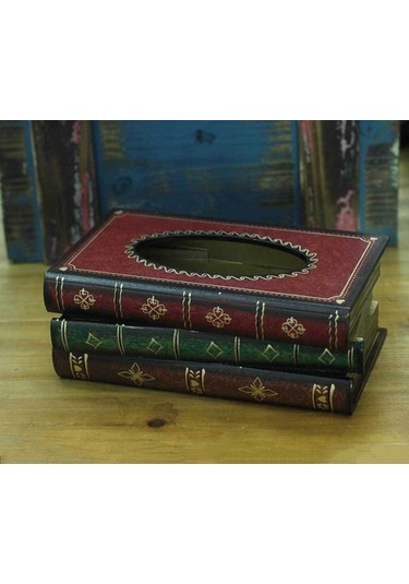 Sones Retro El Çizimi Kitap Stili Mendil Kutusu Kılıfı Kırmızı