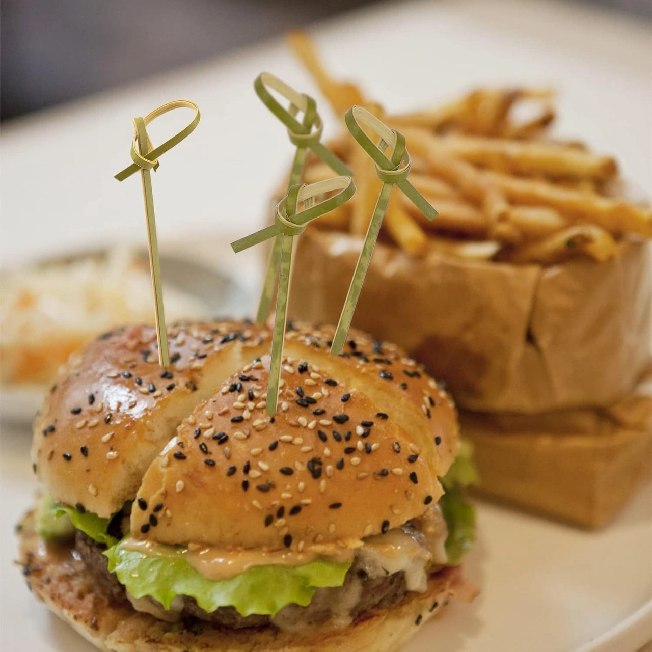 Mufunye Yeşil Bambu Kokteyl Şişleri 200 Adet, 12 Cm - Meze, Tatlı, Sebze İçin Uygun, Hafif Ve Kolay Kullanım Yeşil