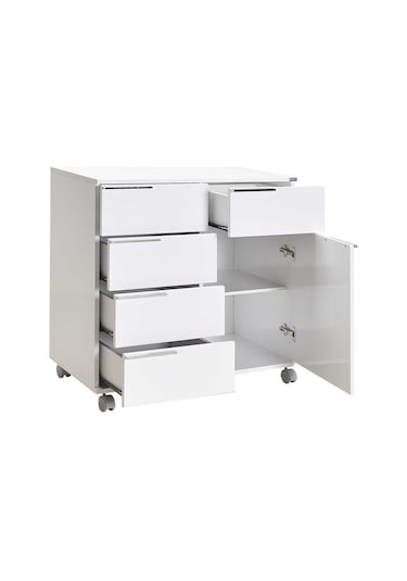 Diamond 5 Çekmeceli Tek Kapaklı Dolap - Lake Beyaz