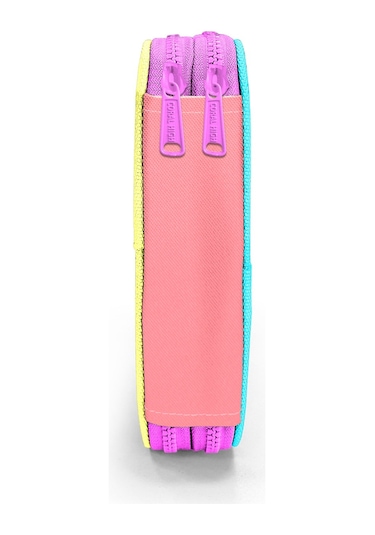 Coral High Renkli Çizgili Desenli Çift Katlı Kalem Çanta 11130 Pembe - Sarı