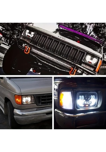 Motion003 Lupuauto 1 Adet 12.7x17.78cm Led Kare Baslikli Far Beyaz Drl H4 Farlar Kamyon Offroad