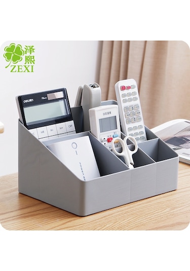 Leezsing T6141 Masaüstü Çeşitli Eşyalar Saklama Kutusu Ev Oturma Odası Saklama Kutusu Kalınlaştırılmış Plastik Çok Izgaralı Kozmetik Saklama Kayısı