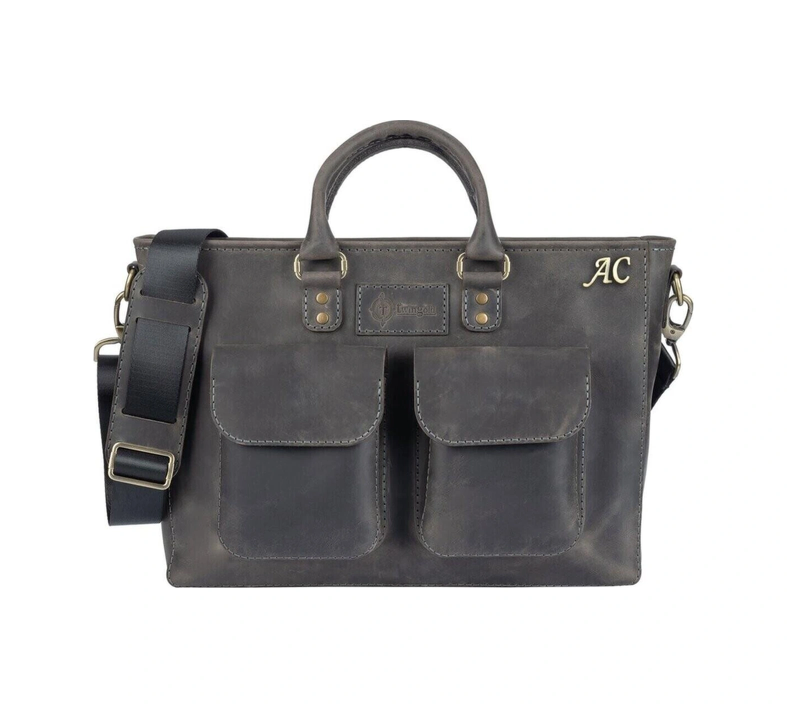 Isminize Özel Deri Evrak / Laptop Çantası-116575 Siyah