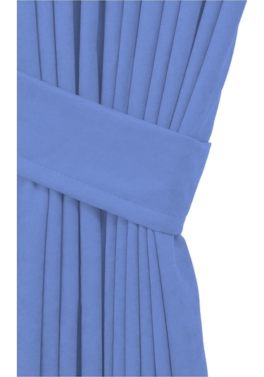 Cheap's Home Petek Dokulu Kadife Dokuma Düz Dikiş Ekstrafor Büzgü Fon Perde İndigo Mavi