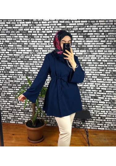 Nurivastore Dora Ceket Bağlama Detaylı Lacivert