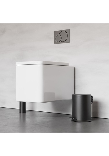 Zift Unique Paslanmaz Çelik Mat Siyah Çöp Kovası, Pedallı Ve Amortisörlü Modern Çöp Kovası 5lt Siyah