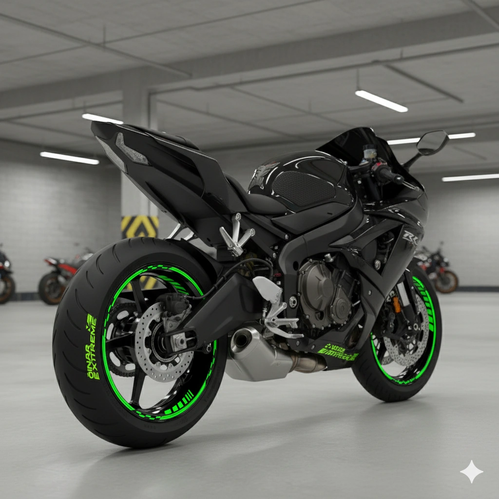 Çınar Extreme Pro Serisi Floresan Neon Yeşil Motor Jant Sticker Seti 16"-17"-18" İç-dış Jant Şerit Takımı Suya Ve Güneşe Dayanıklı Çok Renkli