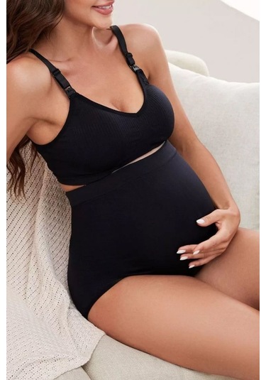Portici Model Yüksek Bel Toparlayıcı Hamile Külot Siyah Renk Siyah