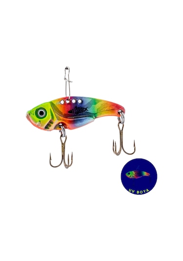 Vibrasyon Yem - Lrf/spin Jig - Fishack Vibrax - 15g 55mm - Rainbow Fury - Uv Boyalı