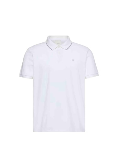Calvin Klein Erkek Regular Fit Kısa Kollu Polo Yaka T-shirt - Beyaz-13534 Beyaz