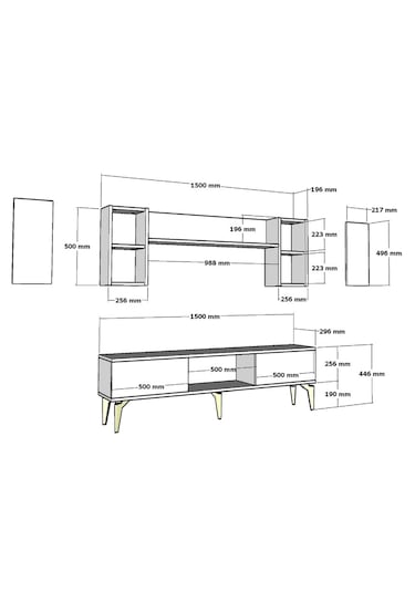 Violla Şömineli Tv Ünitesi Takımı Antrasit-altın