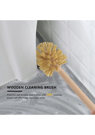 2 Paket Kayın Ağacından Yapılmış Ahşap Tuvalet Fırçası, 360 Temizleme Gücü Ahşap Rengi