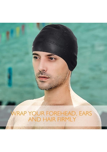 Uzun Saçlı Yetişkinler İçin Silikon Kulak Koruma Suya Dayanıklı Yüzme Bonesi Kırmızı