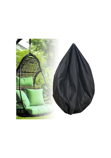 Suntek Veranda Asılı Yumurta Sandalye Kılıfı Bahçe Hava Siyah Çap 147cm