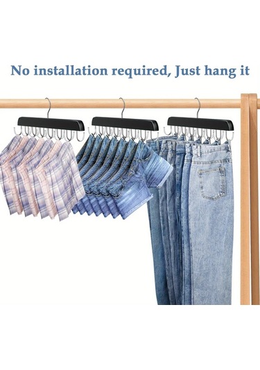 Chuangyinshop Siyah 14 Kancalı Ahşam Askılık, Kravat Atkı Kemik İçin Çok Amaçlı Düzenleyici Siyah