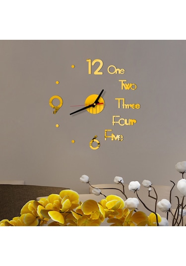 Reedark Modern Dekoratif 3d Akrilik Duvar Saati - Sessiz, Yapışkanlı, Şık Tasarım Çok Renkli