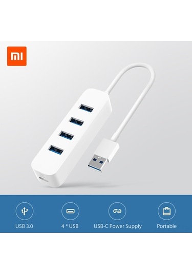 Xiaomi 4 Portlu Usb 3.0 Hub - Yüksek Hızlı Veri Aktarımı, Hafif Ve Taşınabilir