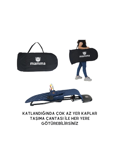 Mamma Smile Cotton Sallanır Üç Kademeli Ana Kucağı Oyuncak Aparatı Ve Seyahat Çantası Koyu Mavi