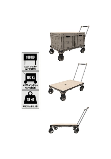 Fct50 100kg Kamp Masası Ve Yük Taşıma Aracı Bej