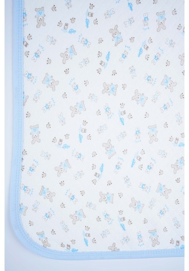 Yeni Doğan Bebek Penye Pamuk Kapitone Battaniye Mavi