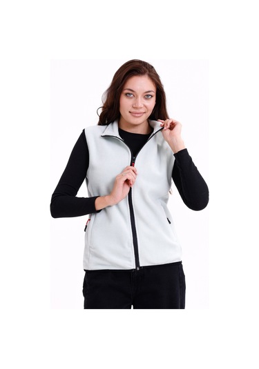 Monox Kadın Slim Fit Tam Fermuarlı Polar Yelek Yeşil