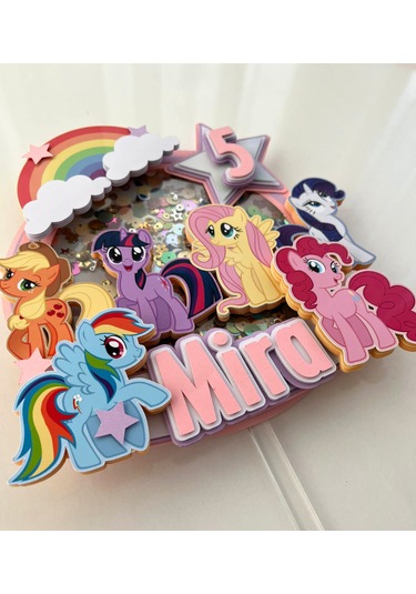 Pony Temalı İsme Özel Kız Çocuk Doğum Günü Pasta Süsü