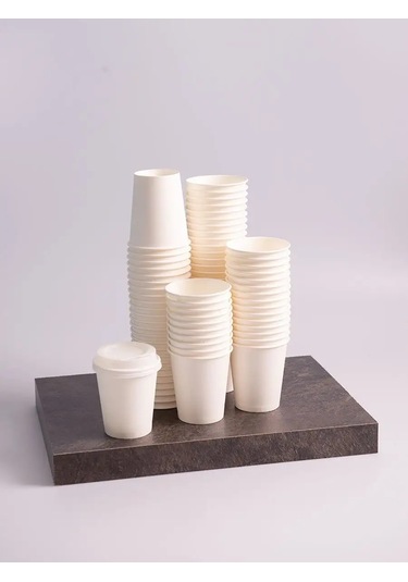 Kinomarket Öğütülmüş Kahve İçin 250 Ml Kağıt Tek Kullanımlık Bardaklar. 100 Adet 12325788 Beyaz