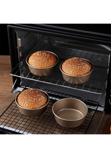 Xurunkeji 2 Adet Hamburger Kalıbı Daire Şablonu Paslanmaz Çelik Tencere Küre Kek Kalıbı Tost Makinesi Fırın Tepsileri Pizza Kitleri Pişirme Altın