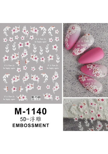 Nail Art Etiketler Çıkartmaları 5d Kabartmalı Kendinden Yapışkanlı Karikatür Çiçek Kelebek Yıldız Tırnak Çıkartmaları Neon Yellow