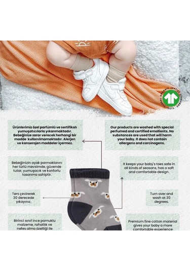 Bistyle Love Dog Penye Soket Çorap 2'li Bs10118 Gri Gri