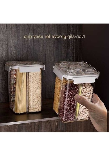 Pazly Çok Fonksiyonlu Tahıl Kutuları 3000ml - Bölümlü, Mutfak Organizatörü Kaba Taneler Mühürlü Kavanozlar - Modern Minimalist Plastik Diğer