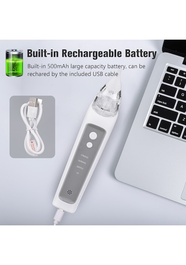 Yaozixa Bebek Elektrikli Burun Emici - 3 Seviye Emme Gücü, Düşük Gürültü, Rahatlatıcı Müzik Ve 3 Silikon Uç Tüketici Pil