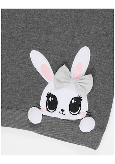 Denokids Şirin Tavşan Kız Sweatshirt Antrasit