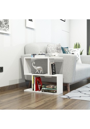 Decormet Lale Yan Sehpa Beyaz Beyaz