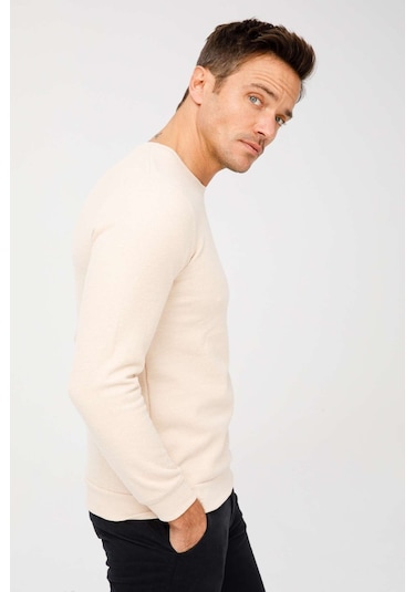 İgs Erkek Bej Standart Bisiklet Yaka Triko Bej