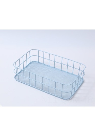 Qingmipy Mavi Nordik Demir Ağızlı Organize Sepet - Mutfak, Dormitory, Odalar İçin Atıştırmalık, Eşya Depolama Kutusu