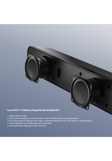 Lecoo DS111 Bluetooth + Kablolu 6W Masaüstü Taşınabilir Soundbar Hoparlör