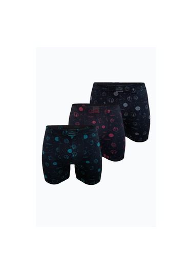 Malabadi Erkek 3 Lü Siyah Desenli Premium Collection Modal Uzun Boxer 3m250 Siyah Desenli