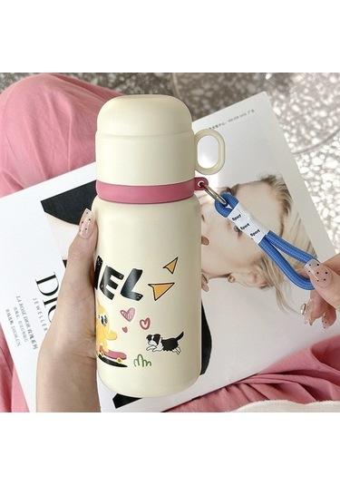 Kadınlar Için Basit Termos Bardak, Doğrudan Içme Kahve Fincanı, Öğrenci Taşınabilir Su Bardağı, Kadın Ofis Su Bardağı Bwe06e Siyah - Beyaz