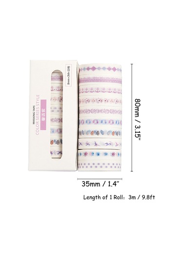 Singree 10 Rulo Renkli Washi Bant Seti - Dıy Defter Süsleme Ve Hediye Paketleme İçin
