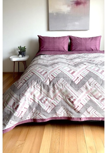 Alla Turca Tek Kişilik Yazlık Uyku Seti Düz Çarşaflı Nova Gül Kurusu Gülkurusu