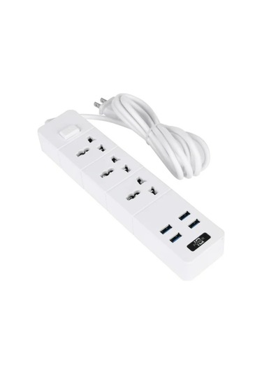 Aubyhe 7'li Akıllı Güç Çizgisi: 3 Ac Prizi + 4 Usb Port 5v/3.1a , Aşırı Akım/kısa Devre Koruma, 1.8m Uzun Kablolu, Ev/ofis/seyahat İçin