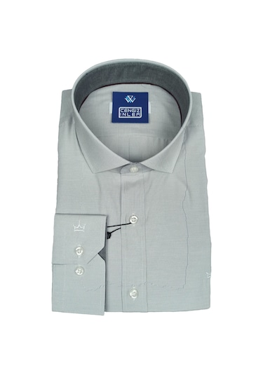 Standart Yaka Armürlü Gömlek Slim 001