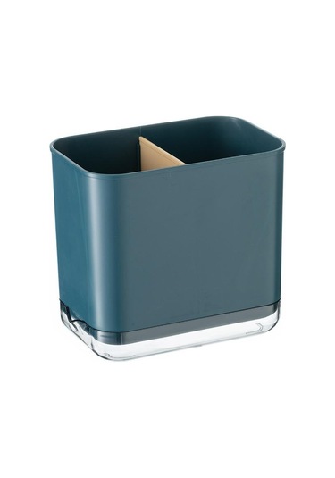 Mavi Çok Fonksiyonlu Kaşık Çatal Çubuk Depolama Tutucu Kutusu Çift Katmanlı Çatal Drenaj Raf Organizatör Rafları Mutfak İçin