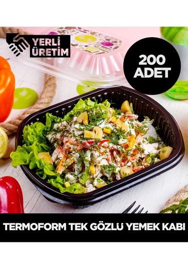 Termoform Tek Gözlü Yemek Kabı 200 Adet Diğer