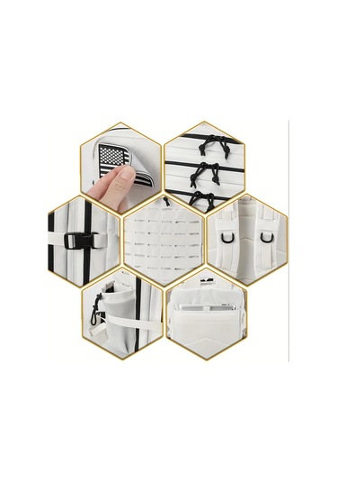 Dashanshop Beyaz Large Outdoor Backpack Dayanıklı Büyük Kapasiteli Outdoor Sırt Çantası Ayarlanabilir Askı Fermuarlı Çok Bölmeli Altın