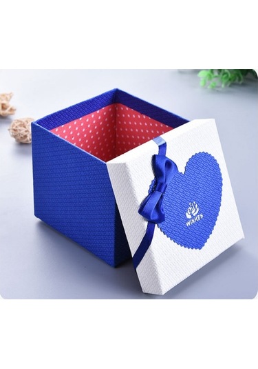 Sones Kağıt Sevgililer Günü Hediye Kutusu Fiyonklu, Özellikler: 10x10x10cm Mavi