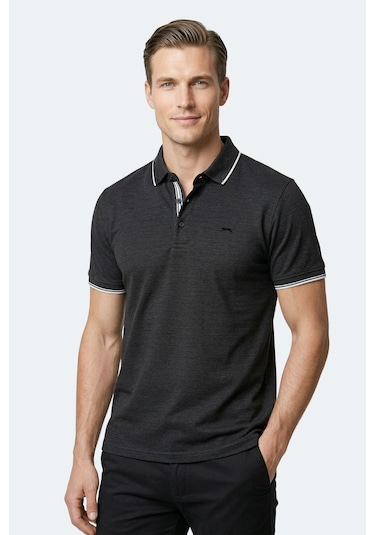 Slazenger Zeru Erkek Polo Yaka Siyah Tişört